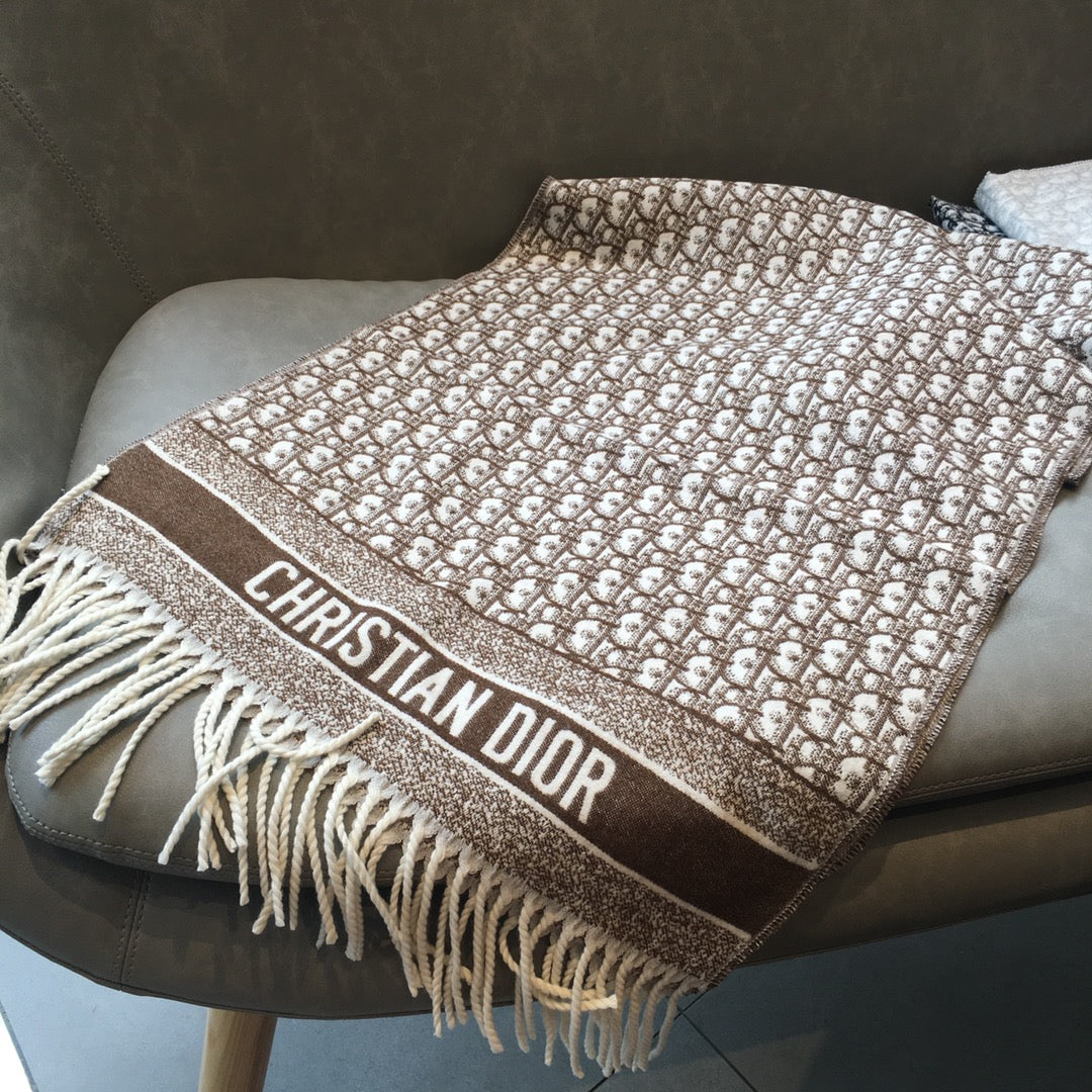 Versatile Monogram Jacquard Fringe Scarf