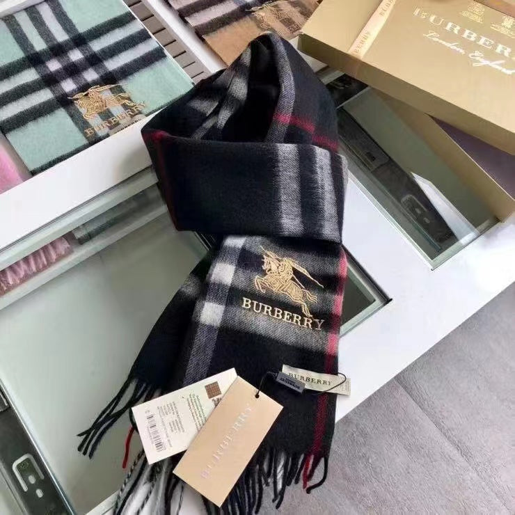 Classic Check Fringed Cashmere Scarf