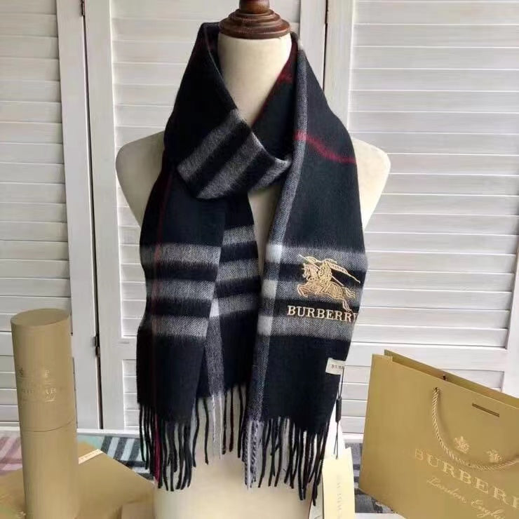 Classic Check Fringed Cashmere Scarf