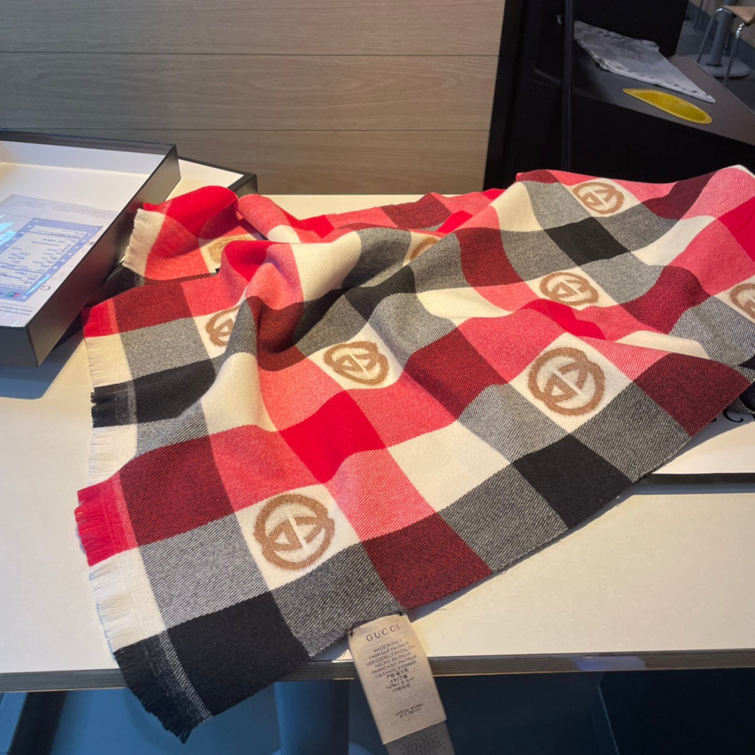 Monogram Check Cashmere Scarf