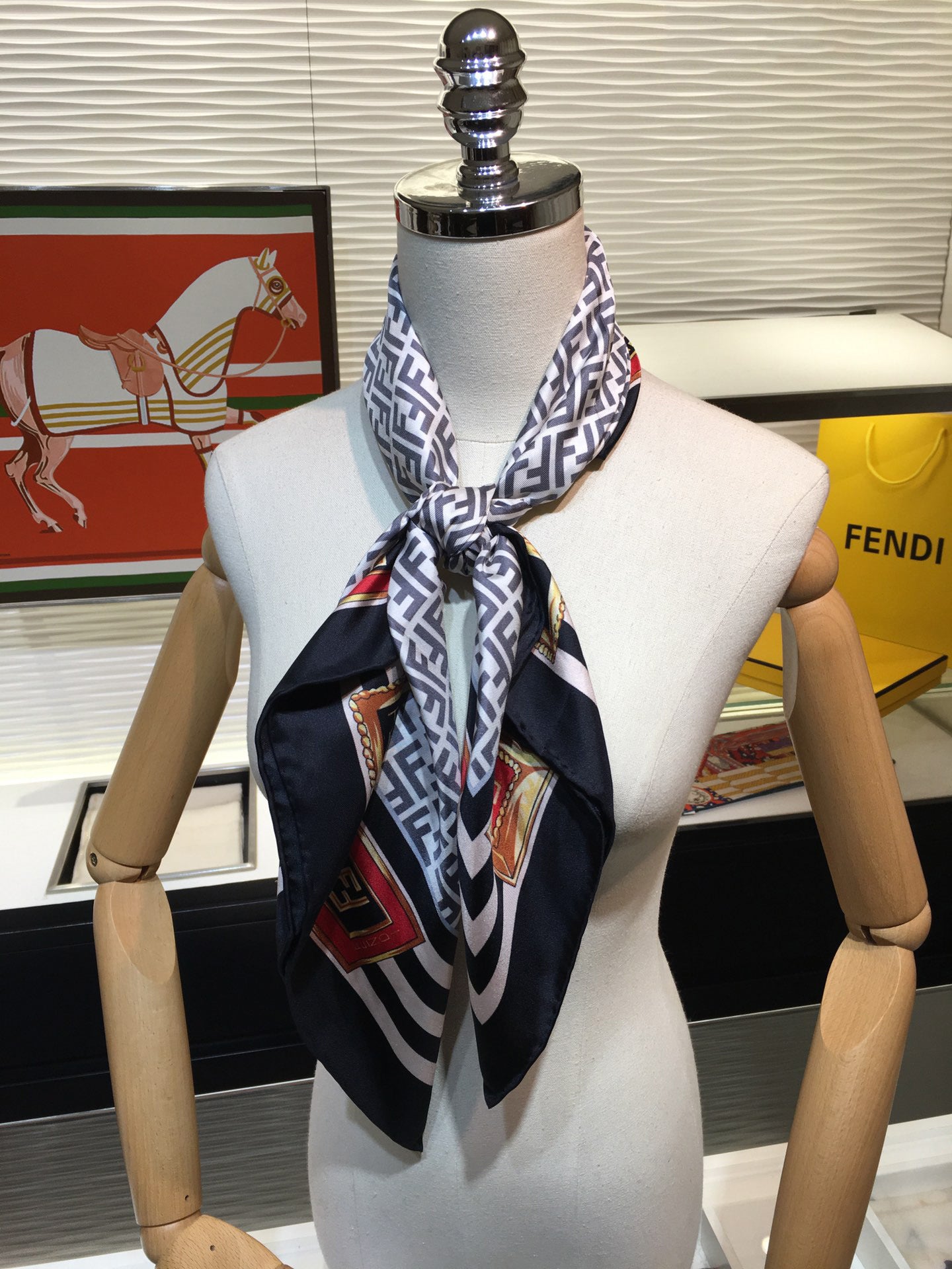 Emblem Print Square Scarf