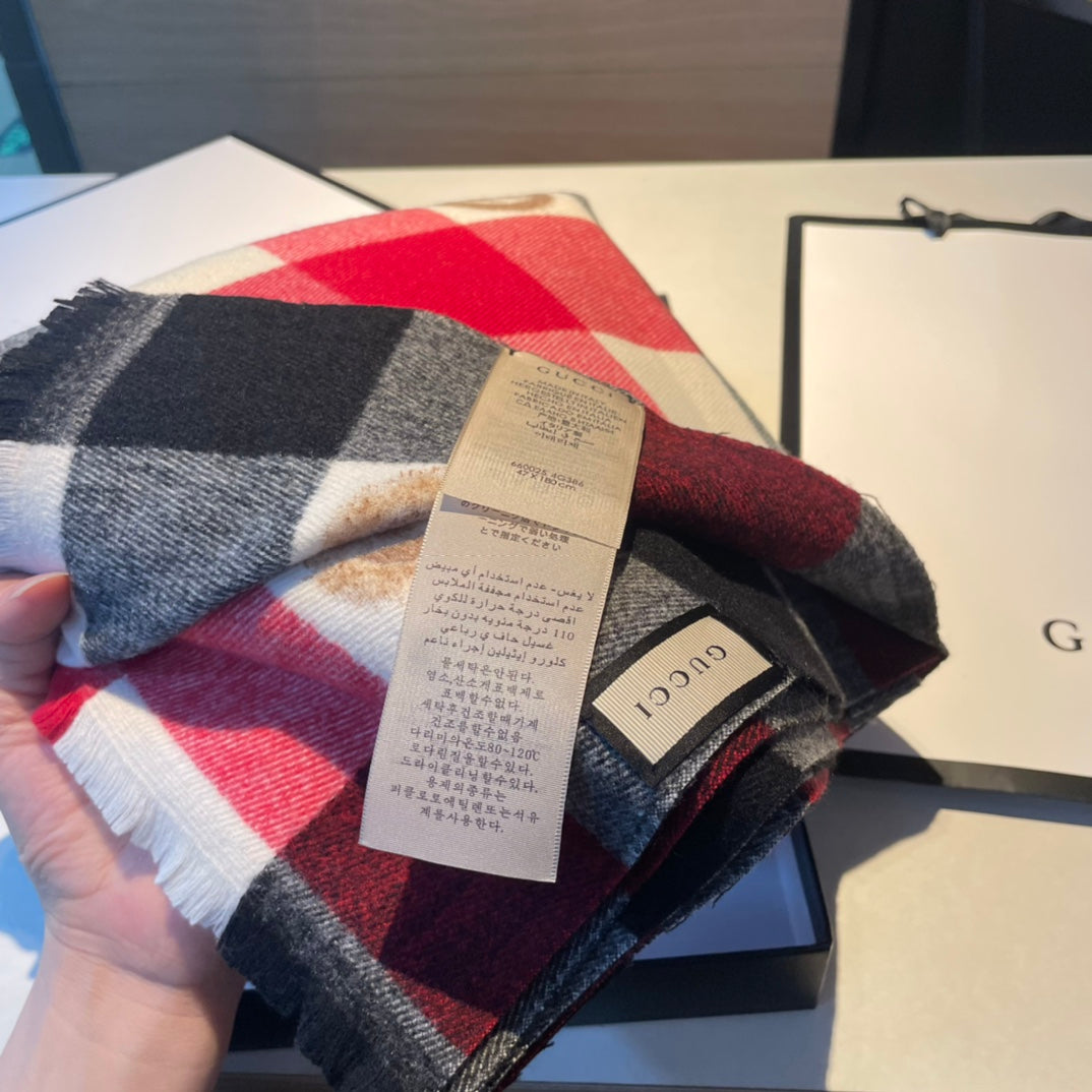 Monogram Check Cashmere Scarf