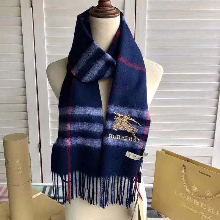 Classic Check Fringed Cashmere Scarf