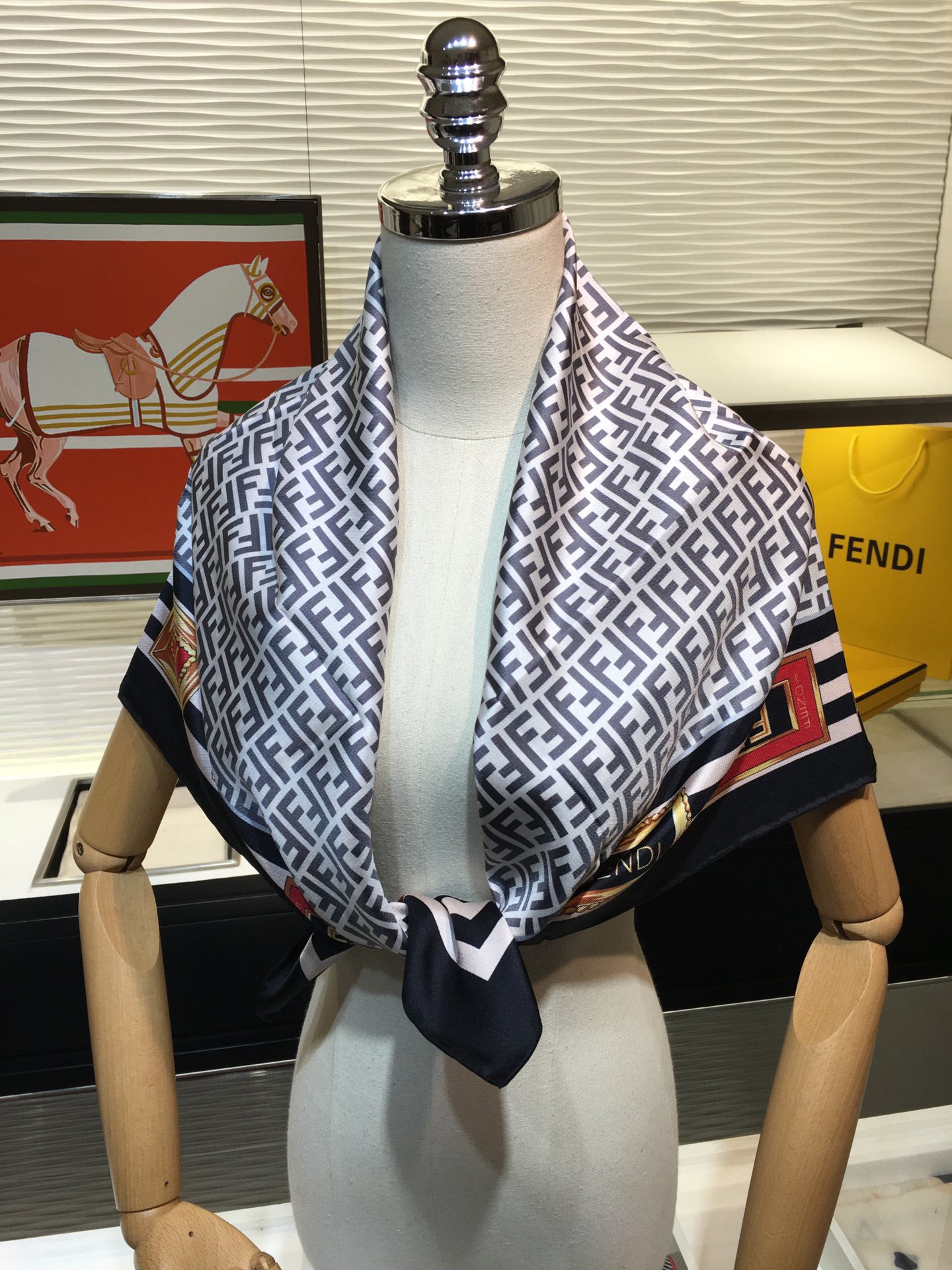 Emblem Print Square Scarf